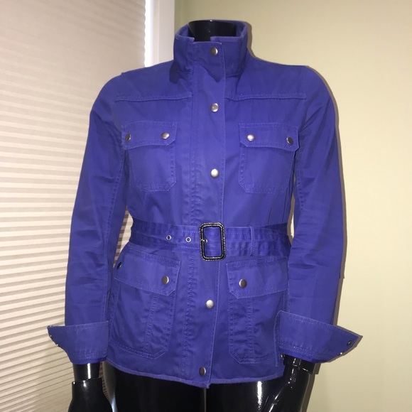 * SOLD * J. Crew Blue Relaxed Boyfriend Fit Belted Cotton Field Jacket - Medium - Picture 2 of 10